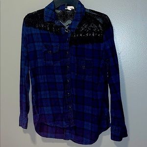 Garage blue plaid button down
